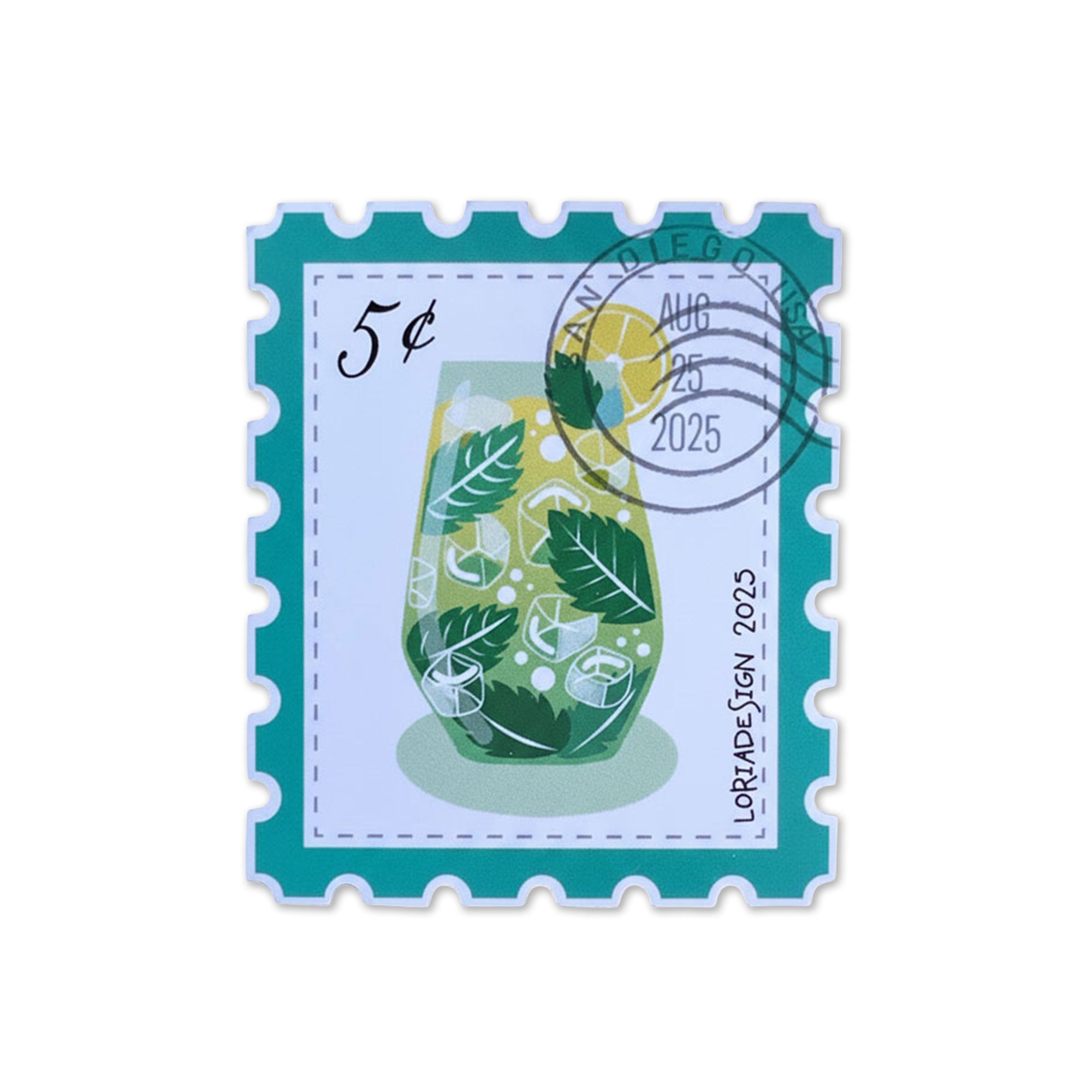 Citrus Mink Drink Stamp Style Vinyl Sticker