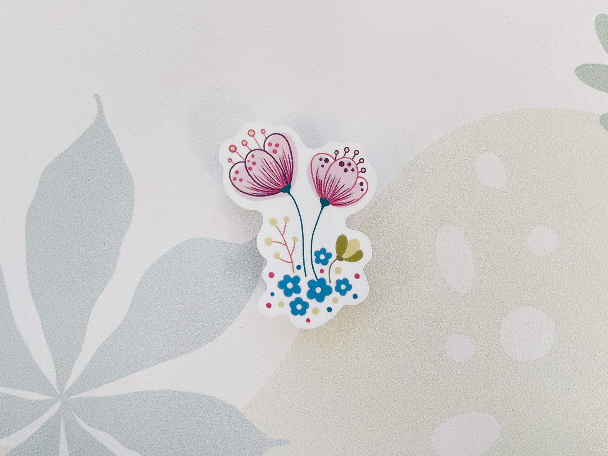 Clear Floral Sticker – Pink Wildflower Duo