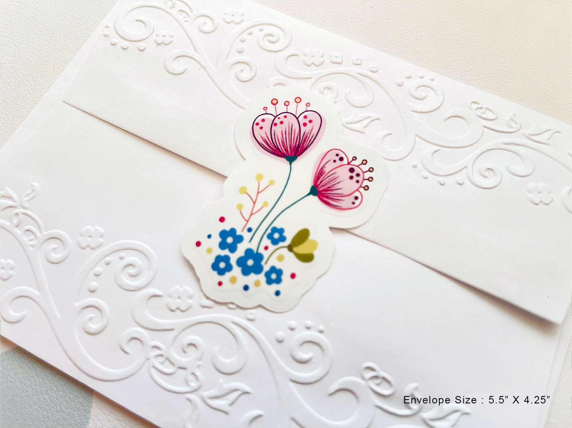 Clear Pink Floral Die Cut Sticker