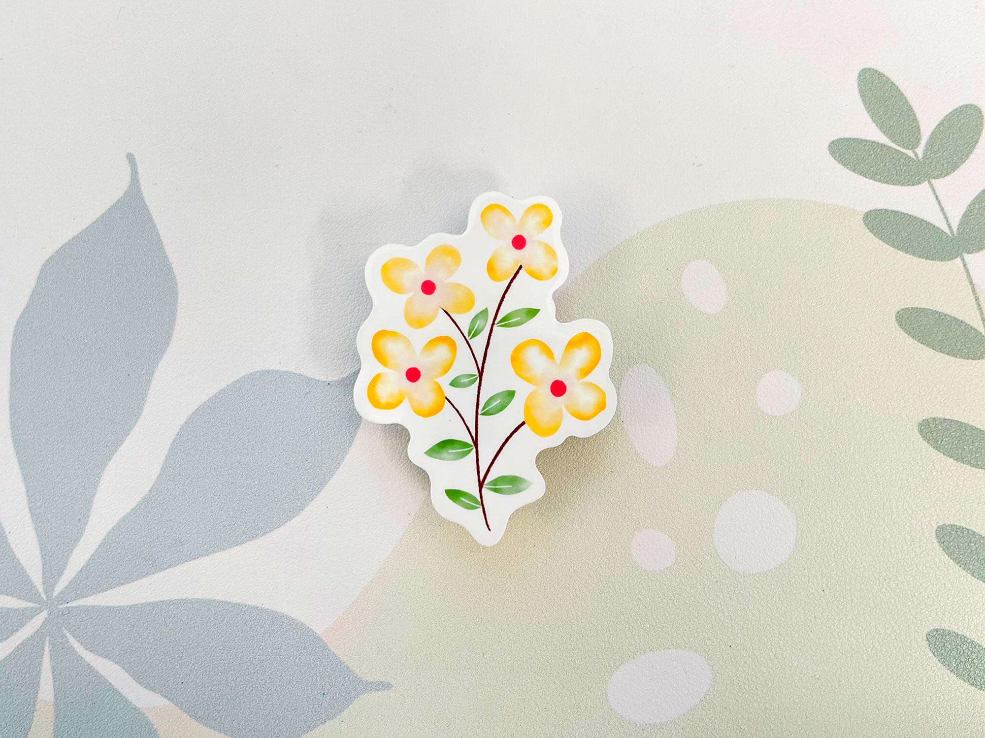 Clear Floral Sticker – Yellow Blossom Branch