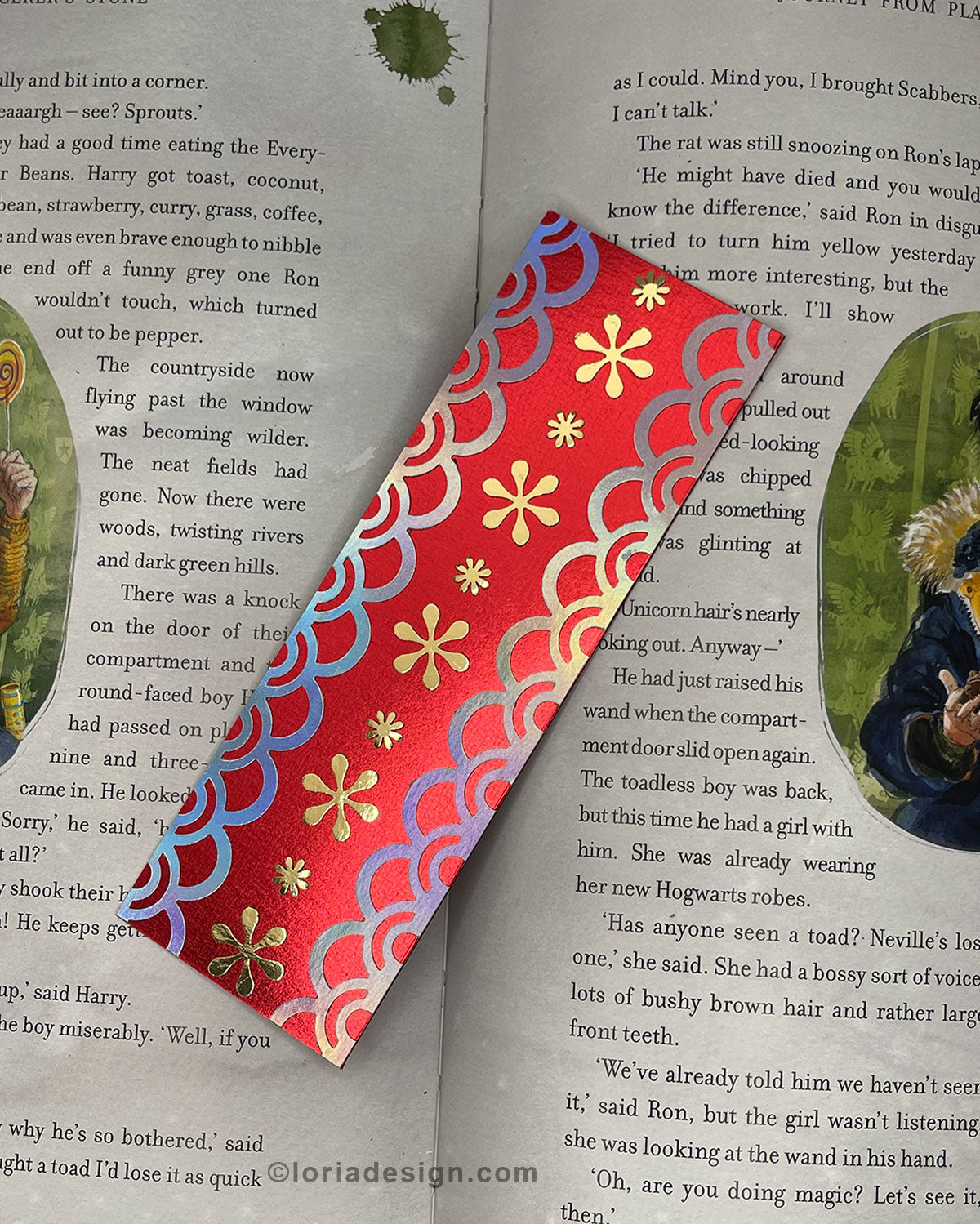 Handmade Floral Bookmark Red