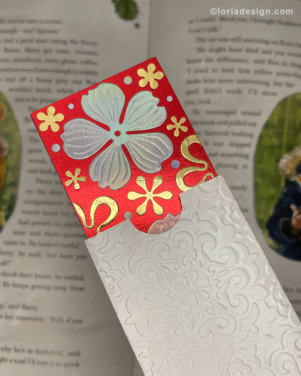 Handmade Floral Bookmark Red
