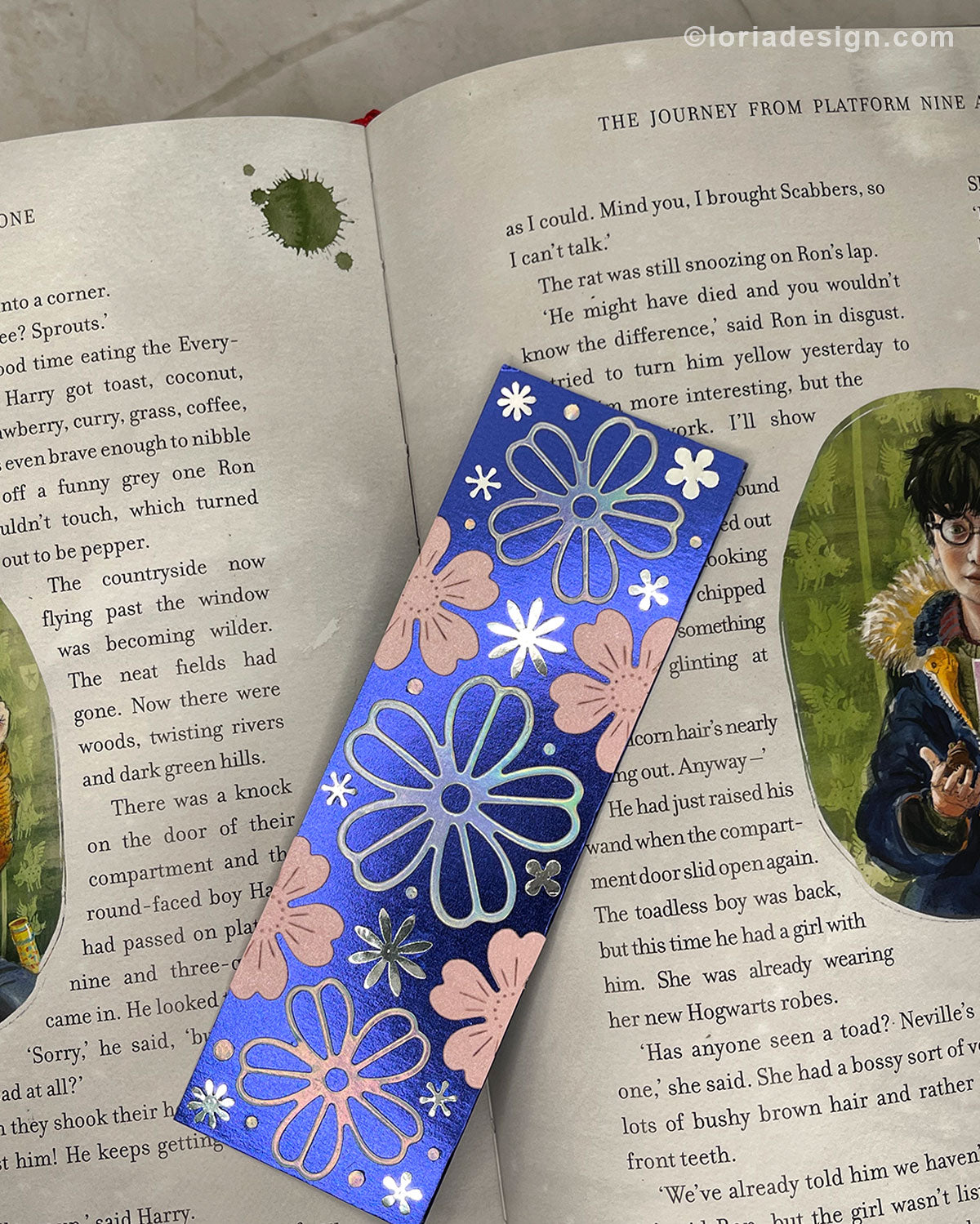 Handmade Floral Bookmark Blue
