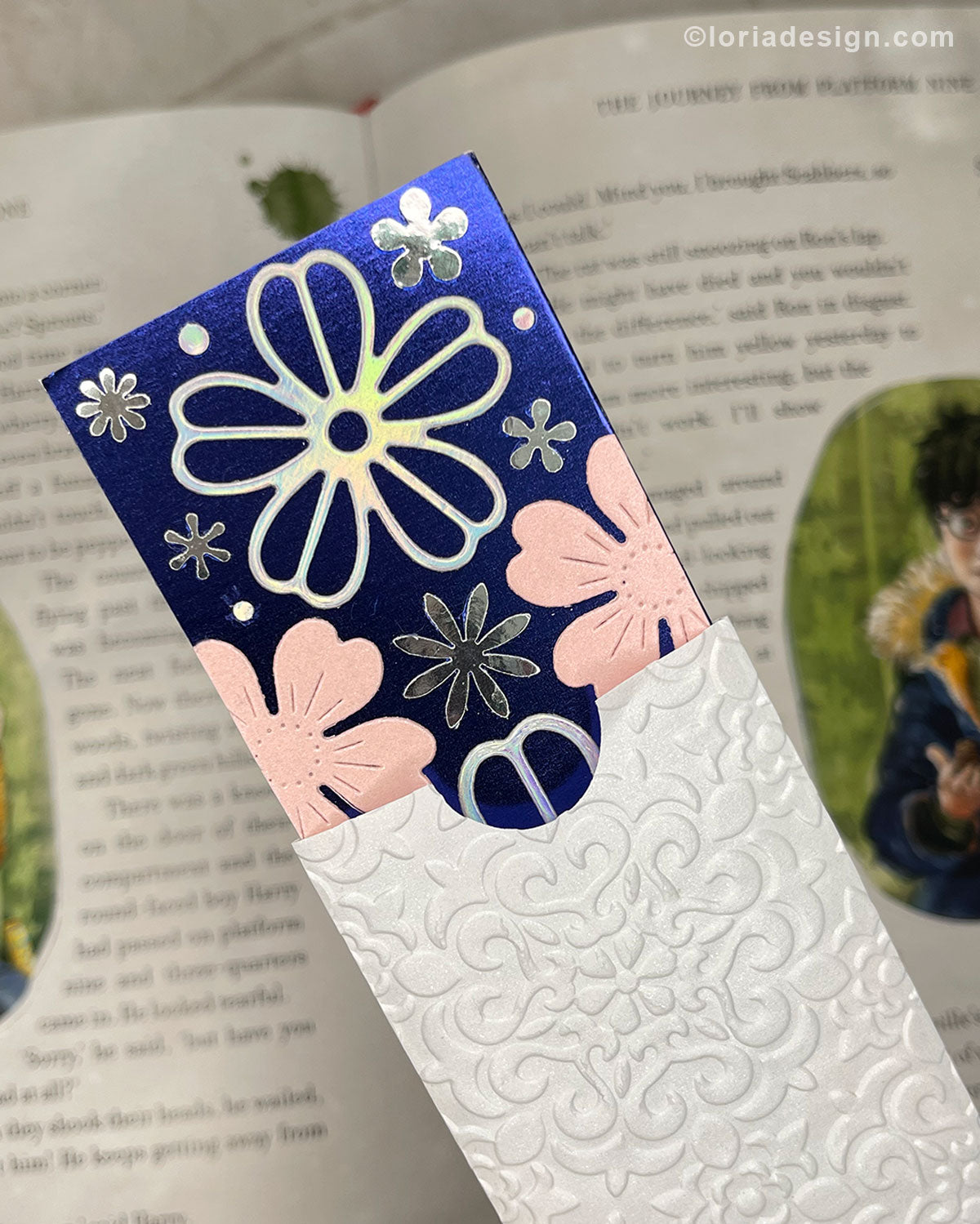 Handmade Floral Bookmark Blue