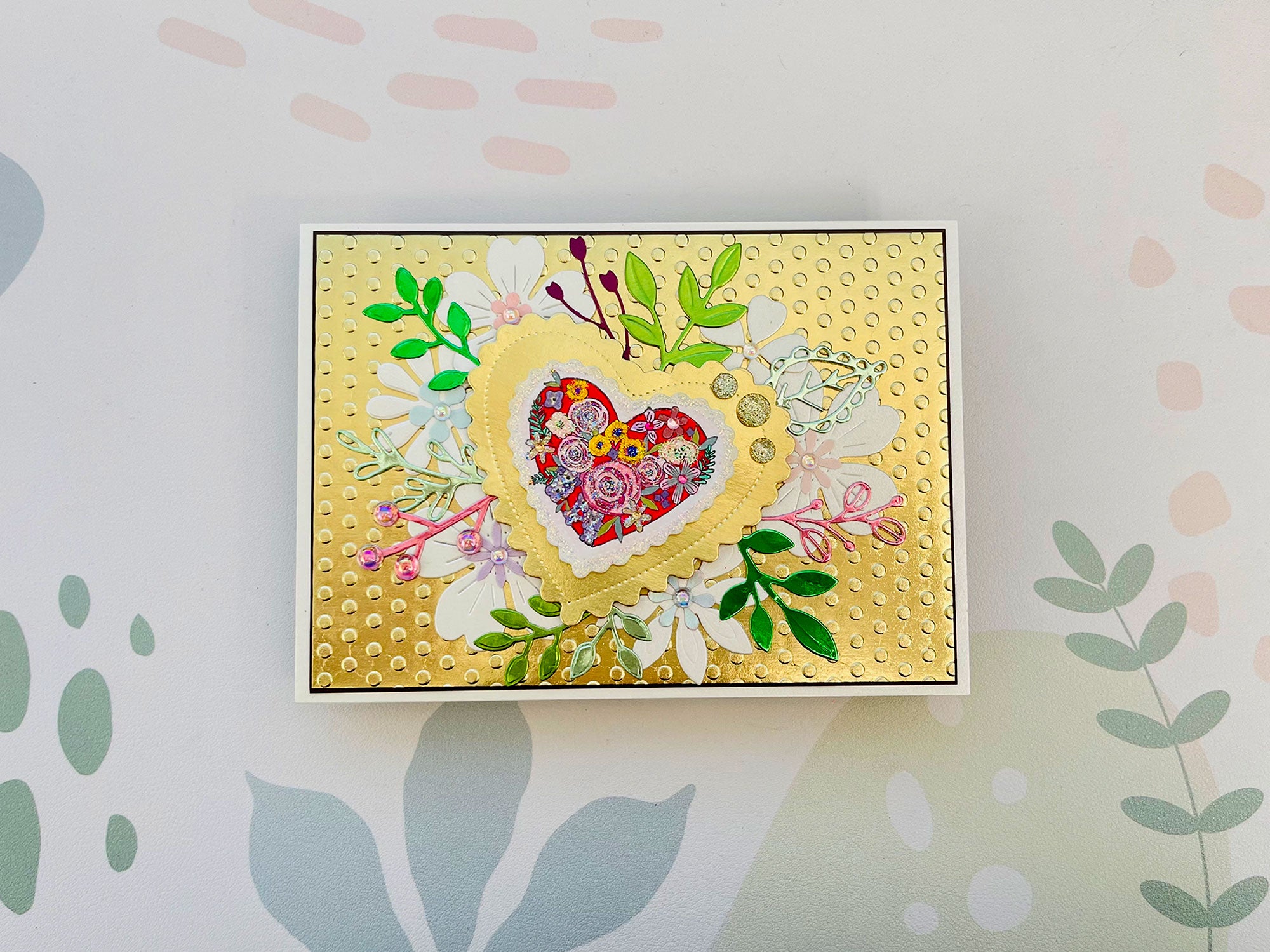 Golden Heart Handmade Card