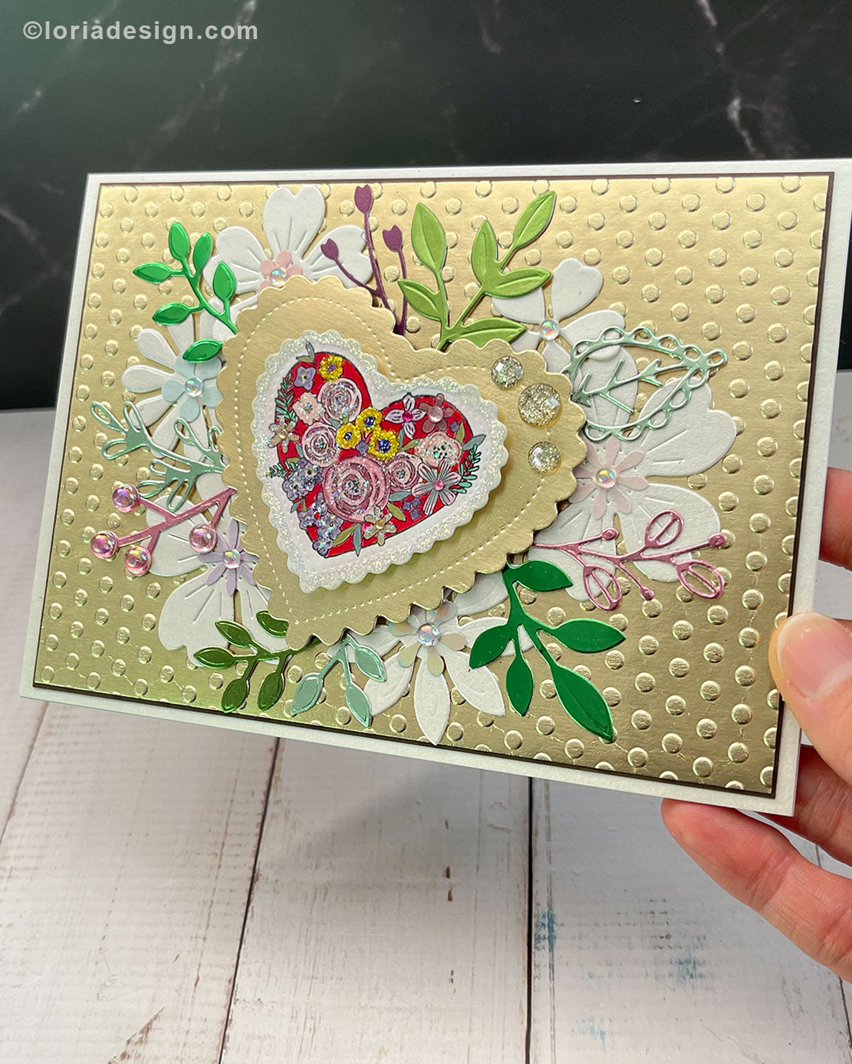 Golden Heart Handmade Card