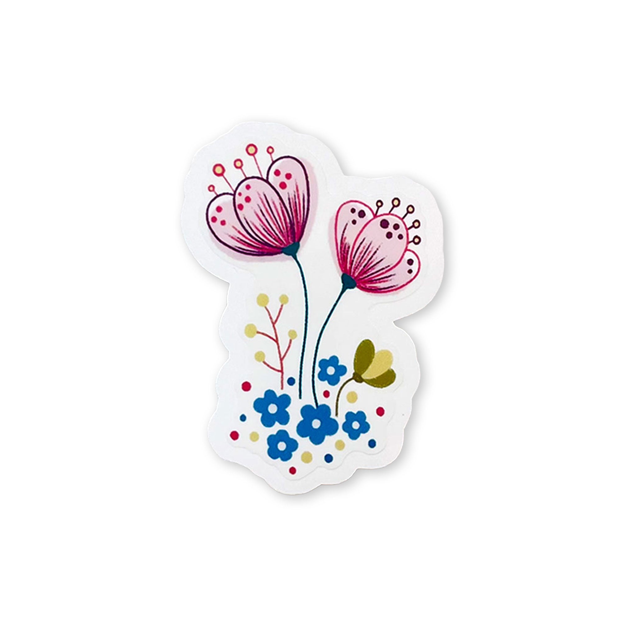 Clear Pink Floral Die Cut Sticker